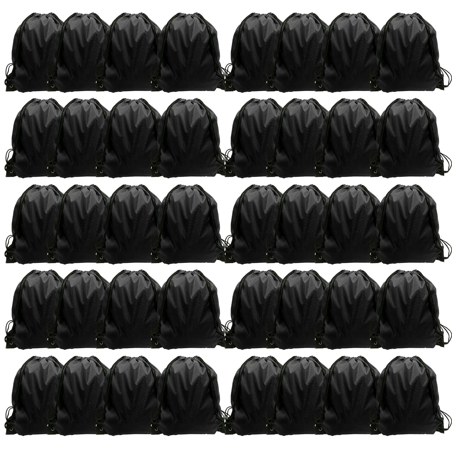GoodtoU Drawstring Backpack Bulk 48 Pcs Drawstring Bags bulk Nylon Draw String Bag Black String Bags for Adult