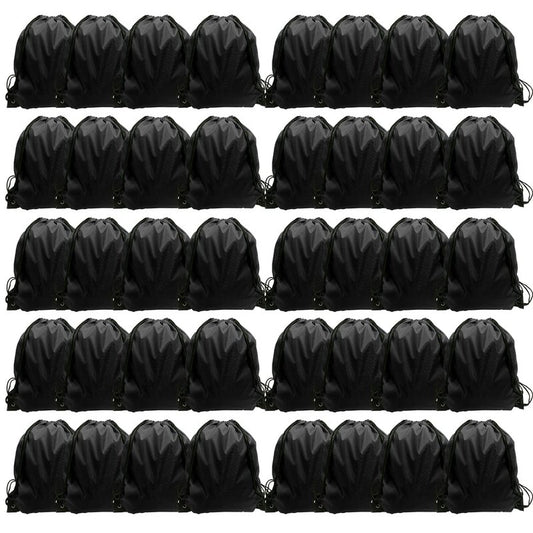 GoodtoU Drawstring Backpack Bulk 48 Pcs Drawstring Bags bulk Nylon Draw String Bag Black String Bags for Adult