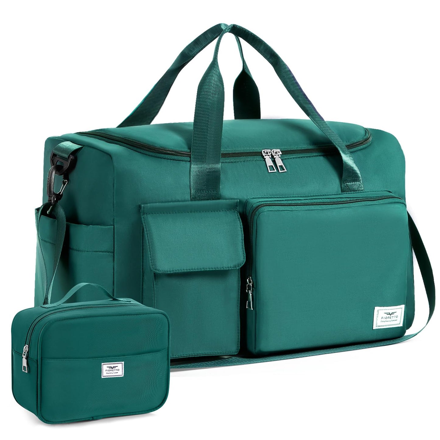 FIORETTO Women's Gym Duffle Bag with Shoes Compartment, 30L Capacity, Ideal for Travel, Gym, Sports, Duffel, Weekender, with Toiletry Bag, Turquoise