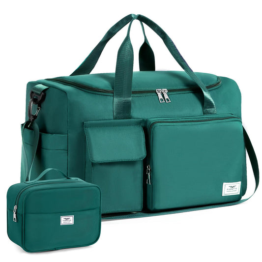 FIORETTO Women's Gym Duffle Bag with Shoes Compartment, 30L Capacity, Ideal for Travel, Gym, Sports, Duffel, Weekender, with Toiletry Bag, Turquoise