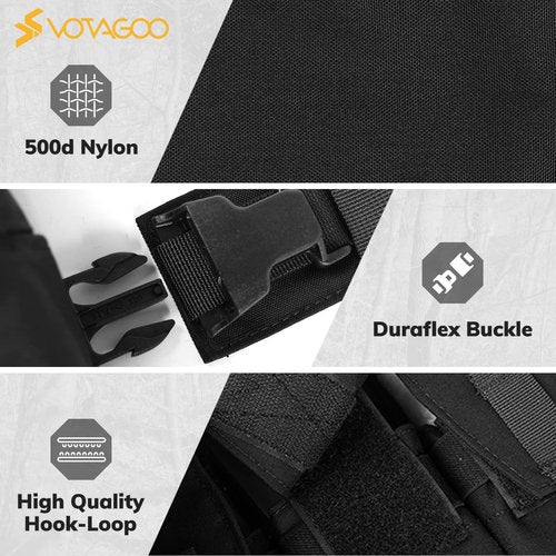 VOTAGOO Tactical Chest Rig with 5.56/7.62 Magazine Pouches MOLLE System, 500D Nylon Tactical Vest for Hunting Airsoft Outdoor（Black）