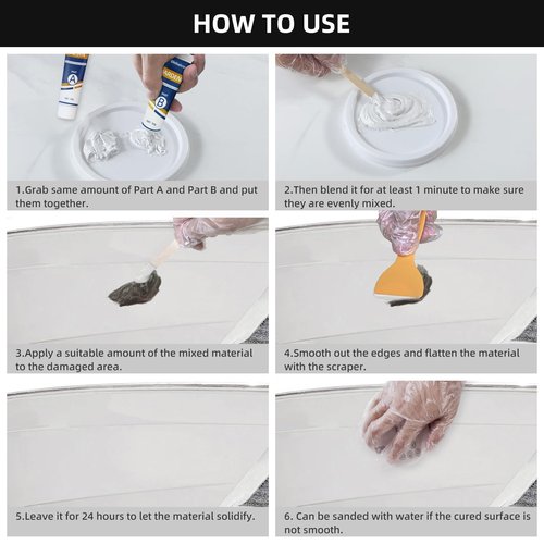 Globalcom Fiberglass Boat Repair Kit White, Gel Coat Repair Kit for Boats, Marine Fiberglass Repair Kit for Boats, Epoxy Filler for Boats, Fiberglass Repair Kit Fix Holes Chips Pit Cracks