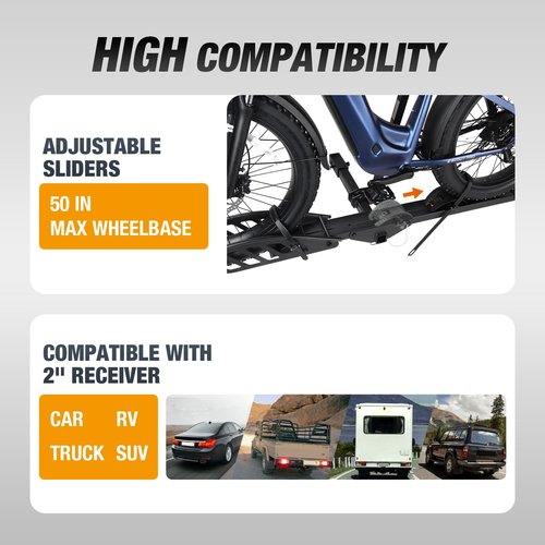 Sole R 1-Bike Rack, Hitch-Mount Platform E-Bike Rack with Ramp, 100 lbs Capacity, Fits Car, SUV, Truck, RV, Van with 2-Inch Receiver and Up to 5-Inch Fat Tires Bicycle