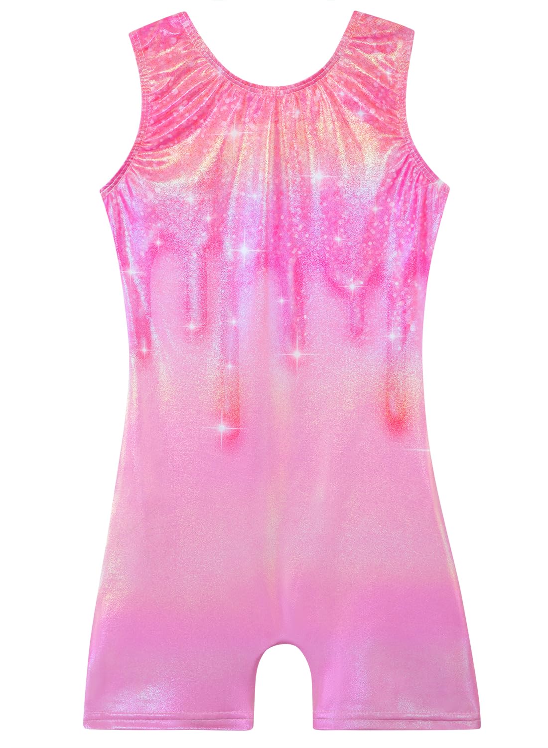 Gymnastics Leotards for Girls Toddler Ballet Dance Tumbling Outfits 4t 5t Kids Sleeveless Gymnastic Biketard with Shorts Sparkly Dancwear Unitards Clothes Bodysuit (Pink Glitter, 4-5T)