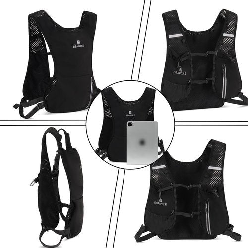 B BBAIYULE Hydration Running Vest , Hydration Bladder or Soft Flask(Optional), Lightweight Water Backpack Men Women, Trail Marathon Hiking Cycling (Backpack with Bladder)