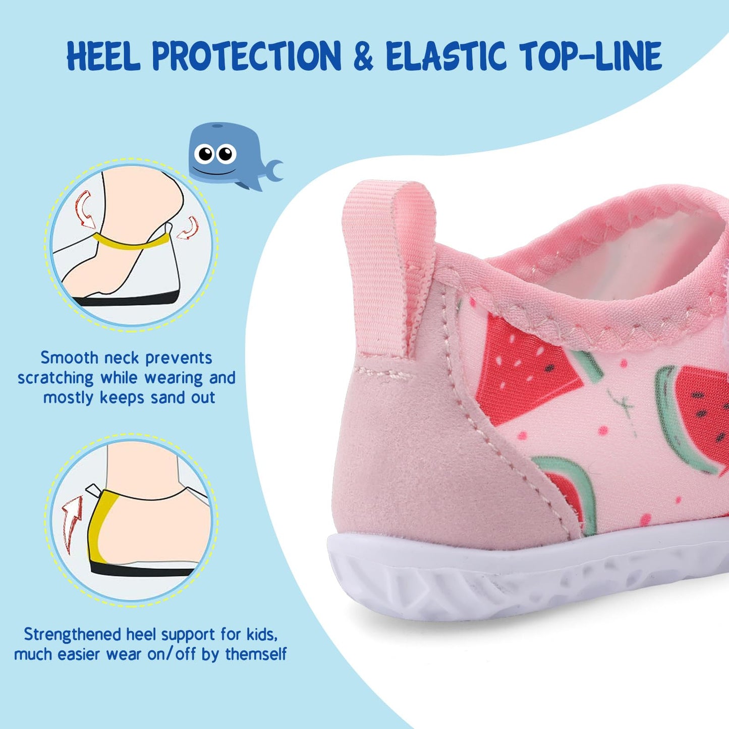 LeIsfIt Kids Water Shoes Toddler Girls Boys Swim Shoes Outdoor Quick-Dry Breathable Aqua Socks for Beach Pool Surf, Watermelon, 12 Little Kid
