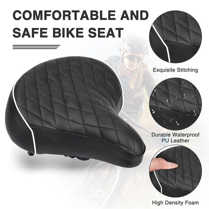 FOMAS Beach Cruiser Bike Seat - Extra Wide 9.75" Wide Comfort Replacement (Black)