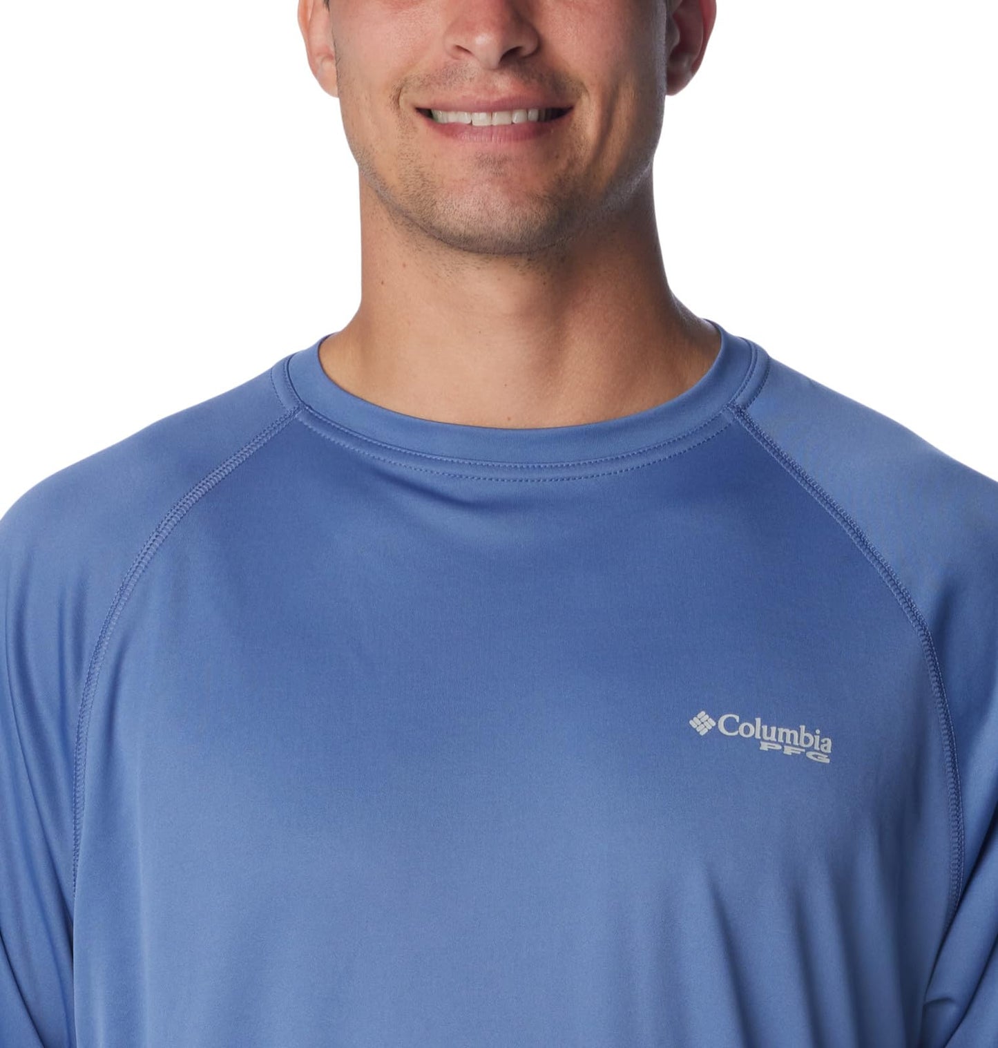 Columbia Men's Terminal Tackle Long Sleeve Shirt, Bluebell/Cool Grey Logo, Large Tall