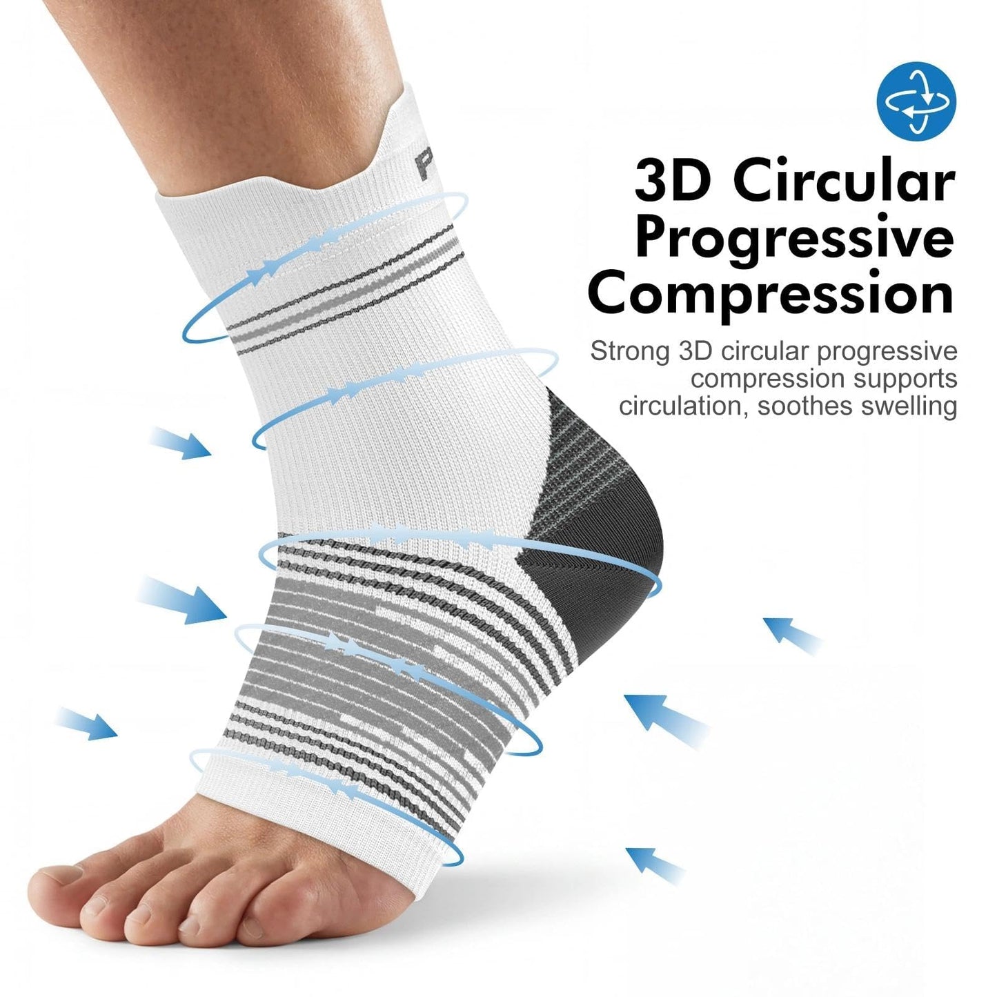 6 Pairs Plantar Fasciitis Socks for Men & Women, Ankle Brace Compression Socks with Arch Support for Achilles Tendonitis, Heel Pain, Swelling & Arthritis Relief, White, Large