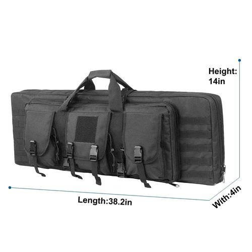 ZSearARMY Double Rifle Bag Firearm Transportation Long rifle Case Outdoor GUN Cases Water Dust Resistant Gun Bag for Tactical, Hunting, training, CS,Available Length in 42" Black