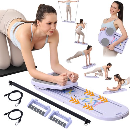 Pilates Board,Foldable Pilates Reformer Set,All-in-one Pilates Kit for Core Workout.Multifunctional Pilates Equipment for Women Home Gym Office Workout