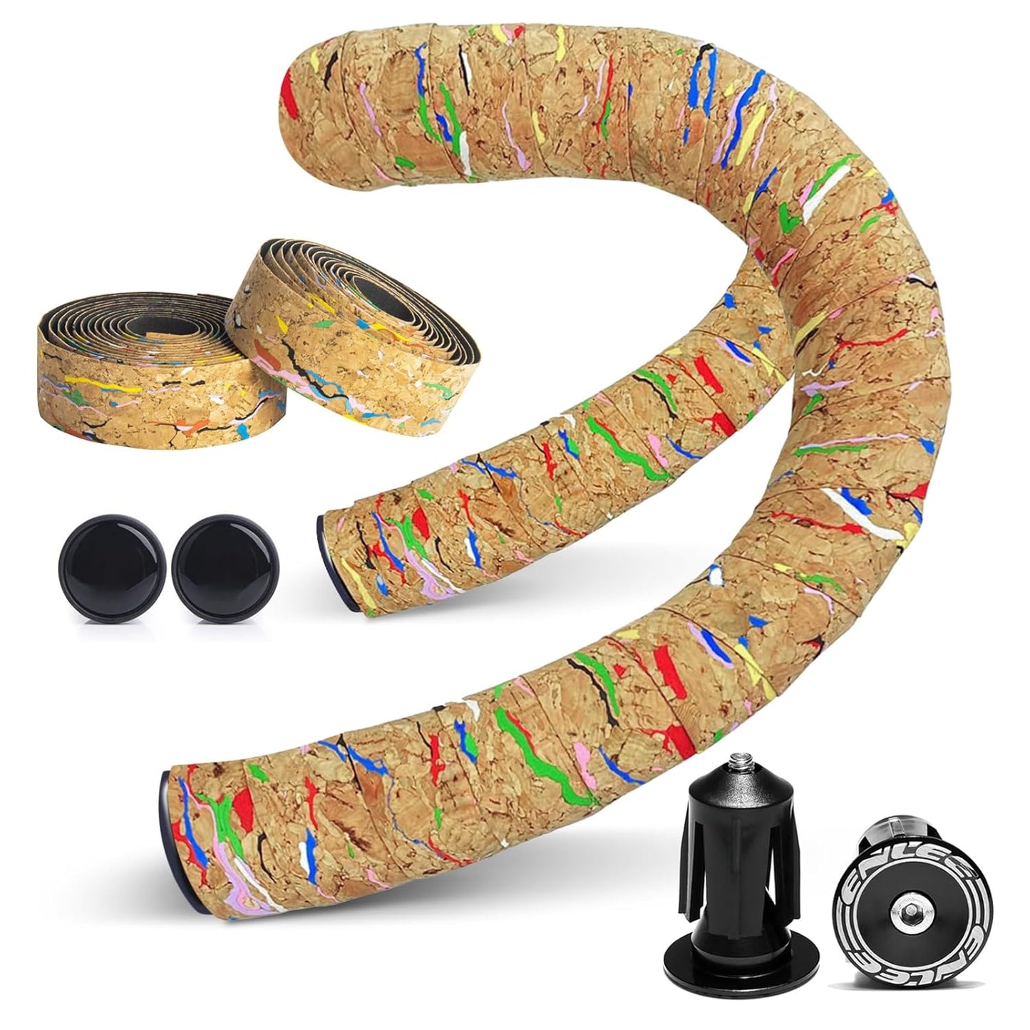 2pcs Bicycle Bar Tape, Bike Handlebar Tape, Road Bicycle Handlebar Tape, Cycling Grip Tape, with 4pcs Handlebar End Plugs, Soft Comfortable, Wear Resistant, Black