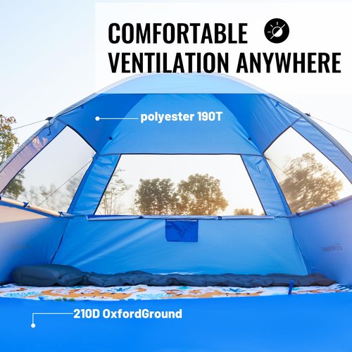 Pop Up Beach Tent for 4 Person with UPF 50+ Protection，Automatic Easy Setup Waterproof Beach Shade，Lightweight and Portable Beach Tent Sun Shelter - Dark Blue