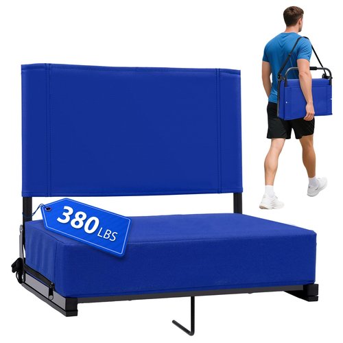Stadium Seats with Back Support - Padded Portable Bleacher Seat with Handle Shoulder Strap - Wide Bleacher Chair with Back and Cushion for Sports & Outdoor Events