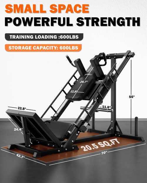 GOIMU Leg Press Hack Squat Machine Combo, 4 in 1 Adjustable Leg Press Machine for Home Gym, Smooth Leg Exercise Machine, Hack Squat Machine for Full Lower Body Workout L2(Black)