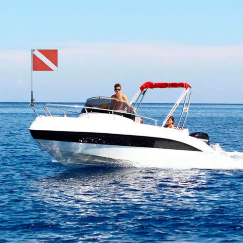 MOPHOEXII Dive Flag with Adjustable Stability Flag Pole,Diver Down Flag with Removable Boat Flag Pole for 0.6-2 Inch Round and Pontoon Square Rail