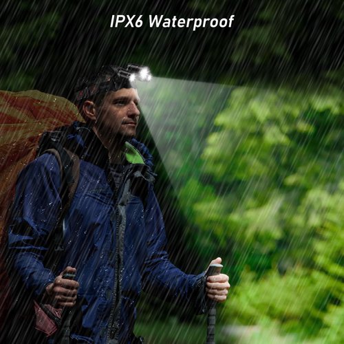 Blukar LED Headlamp, Super Bright Rechargeable Headlight Flashlight - 3 Lights 5 Modes,Zoomable,Spotlight&Floodlight Combination, IPX6 Waterproof, 20+Hrs Runtime for Running,Hiking,Camping etc.