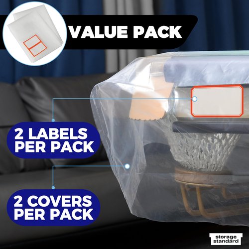 Storage Standard 2-Pack Billiard & Pool Table Cover 8 Feet - Reusable Heavy-Duty Clear Plastic, Standard 8ft Pool Table Covers, Waterproof Cover for Storage, Moving, & Dust Protection, 100" x 56" x 8"