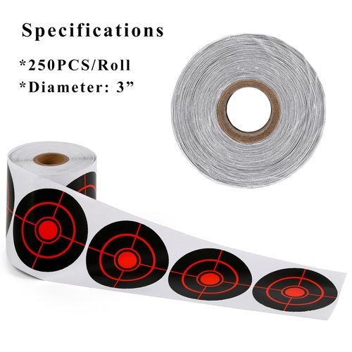 GearOZ Splatter Target Stickers, 3 Inch Reactive Paper Targets, 250 Pcs Adhesive Shooting Targets with Fluorescent Yellow Impact for BB Gun, Pellet Gun, Airsoft, Rifle Shooting Practice