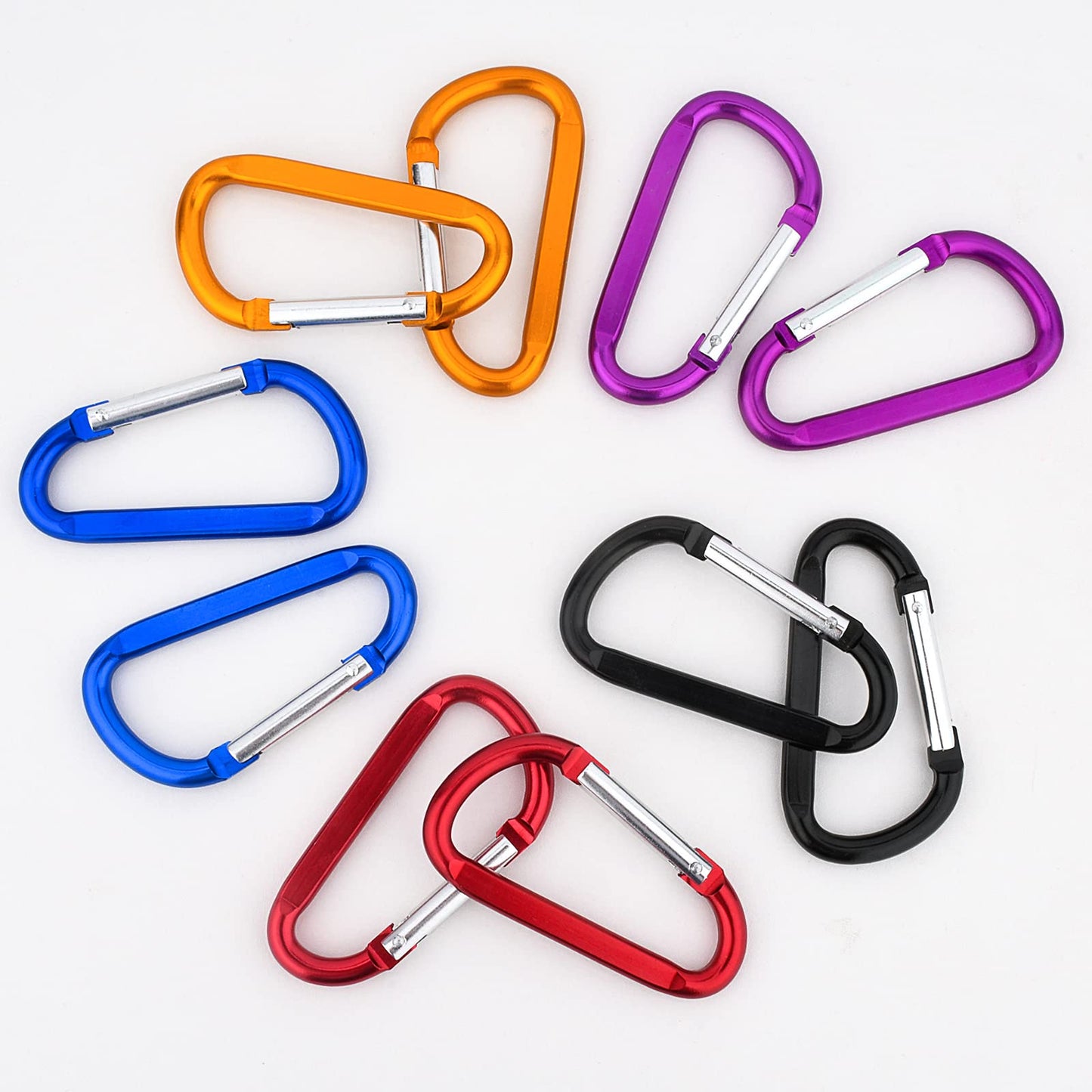 10 Pack 3'' Aluminum Spring Snap Hook Carabiner D Ring Carabiner Clip Camping Accessories Fishing Hiking Traveling and Keychain Craebuer