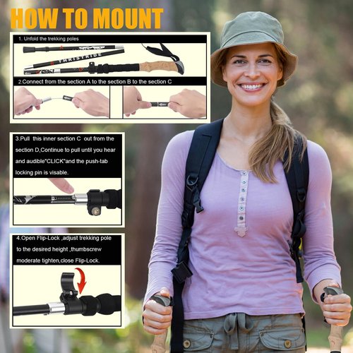 Thristride Trekking Poles Aircraft-Grade Aluminum Alloy-Strong Lightweight Collapsible Walking Sticks for Hiking Poles for Seniors,Men & Women in The 4 Season,All-Terrain,2pc Per Set