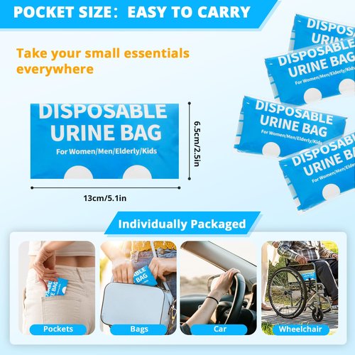 HOKINETY Disposable Urine Bag for Travel - 900ML Portable Pee Bags for Women Men 12 PCS Emergency Vomit Bags Unisex Urinal Toilet Bag for Car Camping, Road Trip,Traffic Jams, Pregnant, Patient, Kids