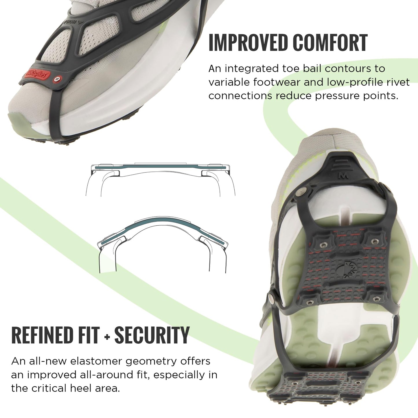 Kahtoola NANOspikes Footwear Traction for ICY Winter Road Running & Walking - Charcoal - Medium