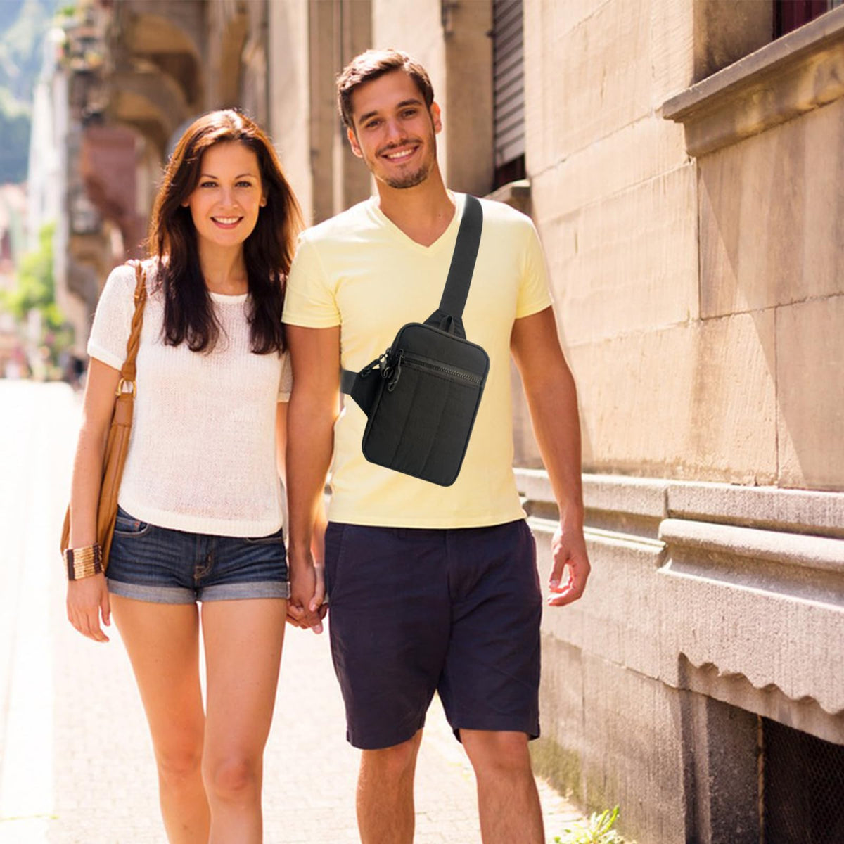 Vpoofree Mini Sling Bag for Men Crossbody,Small Chest Bag Casual Trendy Waterproof Lightweight Phone Crossover Daypack (Small sling bag-J)