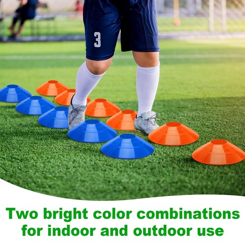 Seenelling 32 Pcs 6" Agility Training Hurdles Speed Training Hurdles and Marker Cones Equipment Agility for Athletes Soccer Football Basketball or Plyometric Exercise Compact Storage(Orange,Blue)
