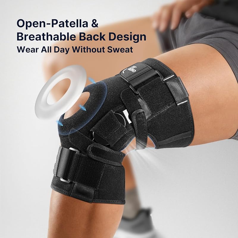 Fit Geno ReActive+ Hinged Knee Brace with Side Stabilizers - Black, M/L/XL