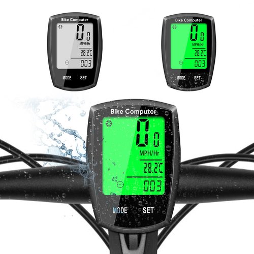 Bike Computer and Bicycle Odometer Wireless MPH KM/H Bike Speedometer with Automatic Wake-Up Cycling Speed Tracker Display & Single Mileage & Multi-Functions & Calories Statistics Accessories
