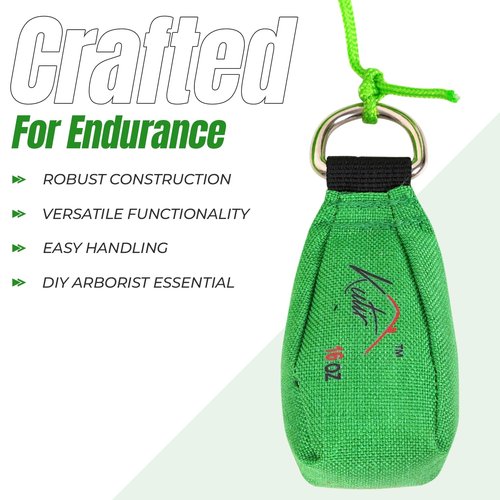 Kutir Throw Weight and Line Kit with Storage Bag 16 OZ 600D Pouch, 150 Foot Polyethylene Easter Rope for Arborists, Suitable for Tree Climbing, High Limb Throwing