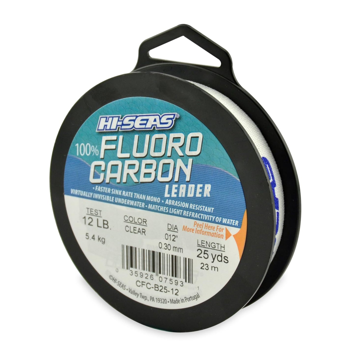 Hi-Seas 100% Fluorocarbon Leader, Clear, 12 Pound Test, 25-Yard