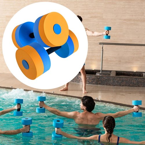 Colaxi Aquatic Exercise Dumbbells EVA Water Float Dumbbell Portable Swim Weights Pool Fitness Professional Water Aerobic Workouts, Orange Blue