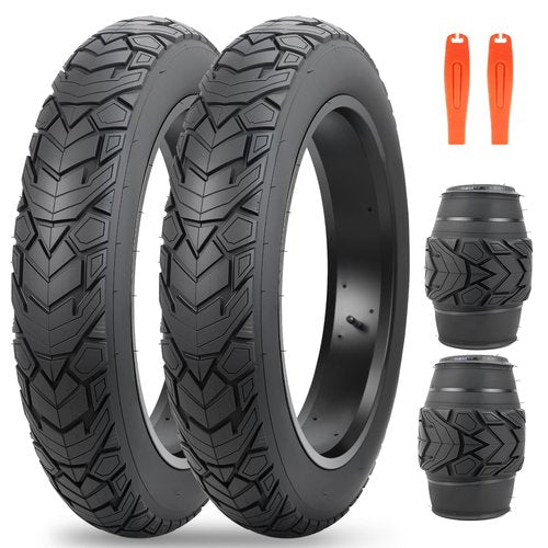 ZUKKA 20 x 4.0 E-Bike Tire 1/2 Pack Fat Tire High Performance Fat White Wall Replacement Folding Mountain Bike Tire High-Density Bike Tires for MTB E Bikes