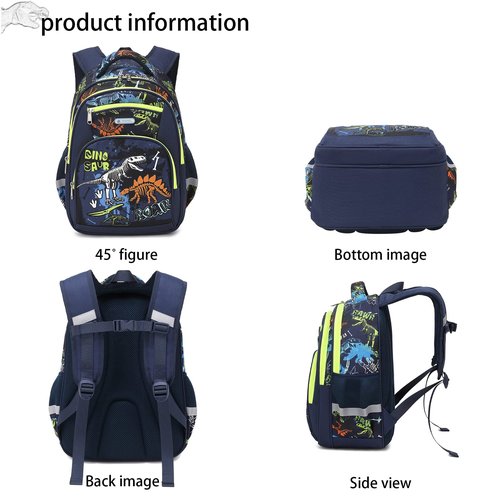 Cusangel Kids dino Backpack for Boys Elementary,Preschool School Bags 16 Inch Dinosaur Bookbag Multi Compartment,Sturdy Backpack Age 5-10(Dinosaur Fossil, Glow In The Dark)