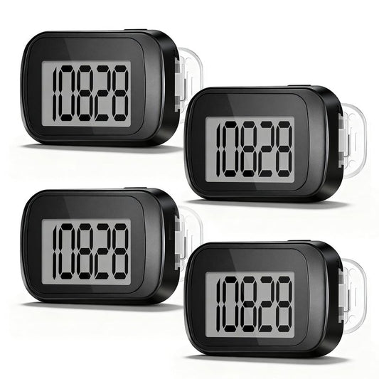 4 Pack Pedometer for Walking, Simple Step Counter 3D Pedometer with Removable Clip and Lanyard, Step Tracker with Large Digital Display, Accurate Step Tracking for Men Women Kids