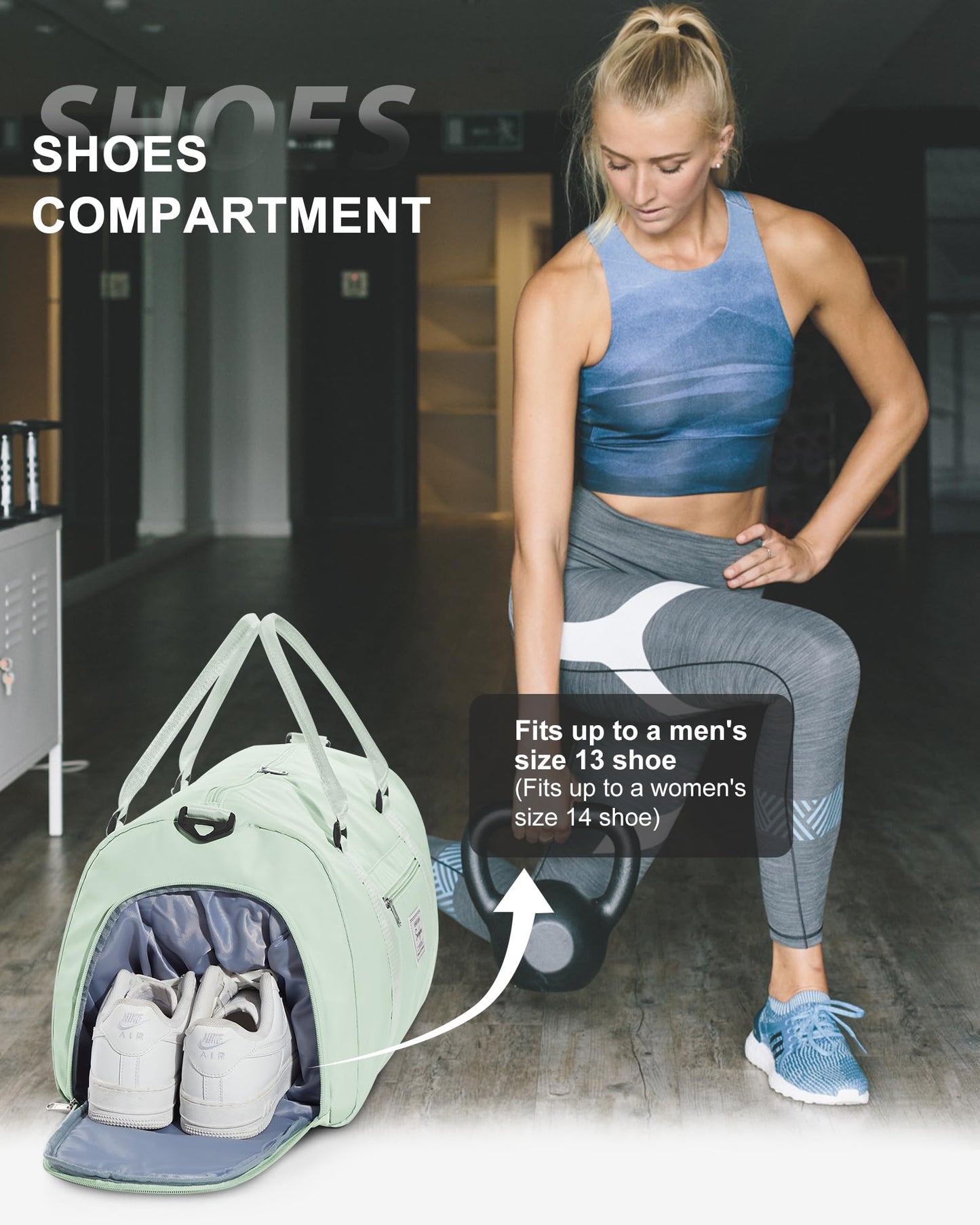 Gym Bag Womens Mens with Shoes Compartment and Wet Pocket Travel Duffel Bag for Women for Plane Sport Gym Tote Bags Swimming Yoga Small Waterproof Weekend Overnight Carry on Bag Hospital Holdalls