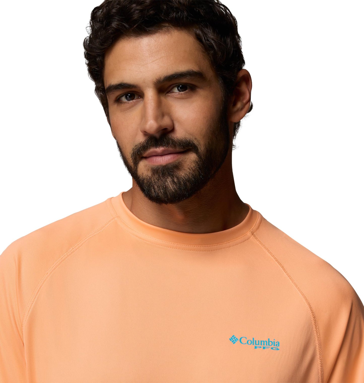 Columbia Men's PFG Terminal Tackle Long Sleeve Fishing Shirt, Bright Nectar/Ocean Teal Logo, 3X Tall