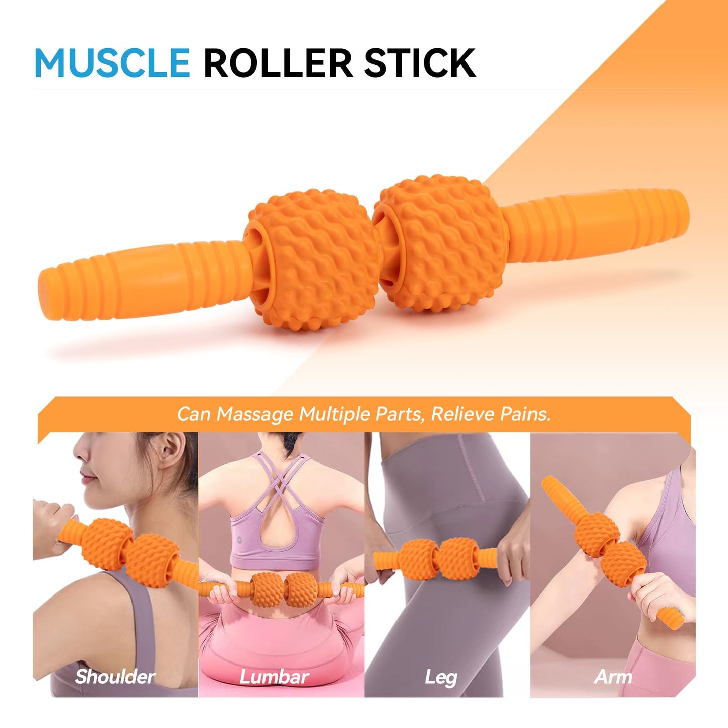 Zmarthumb 5 in 1 Foam Roller Set, High Density Fitness Exercise Foam Roller for Deep Tissue Muscle Massage, Massage Roller, Massage Ball, Resistance Band, for Whole Body(Orange)