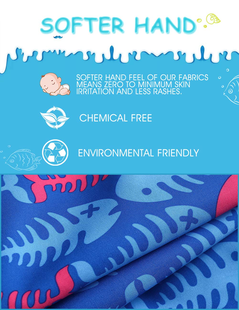 maamgic Boys Swim Trunks Toddler Swim Shorts Little Boys Bathing Suit Swimsuit Toddler Boy Swimwear,Fish-Blue,2 T