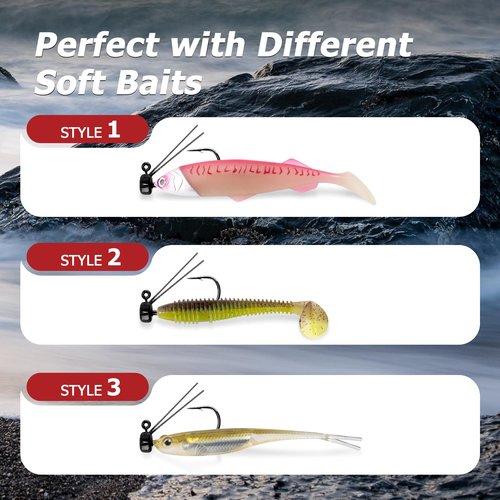 Dr.Fish 10 Pack Ned Rig Jig Heads, Weedless Mushroom Jig Heads Bass Fishing Hooks for Soft Lures Swimbaits Worms Freshwater Brown, 1/4oz