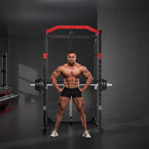 HEVAOTRY Power Cage, Multi-Purpose Strength Training Frame, 1600lbs Maximum Load, Adjustable Cable Crossover System and Strength Training Accessories, Home Gym Weighted Cage