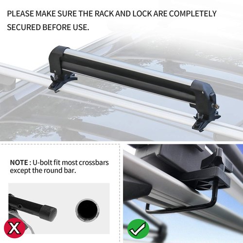 Leader Accessories Car Ski Snowboard & Fishing Pole Rod Roof Racks, 2 PCS Universal Ski Roof Rack Carriers Snowboard Top Holder, Lockable Fit Most Vehicles Equipped Cross Bars - Deluxe