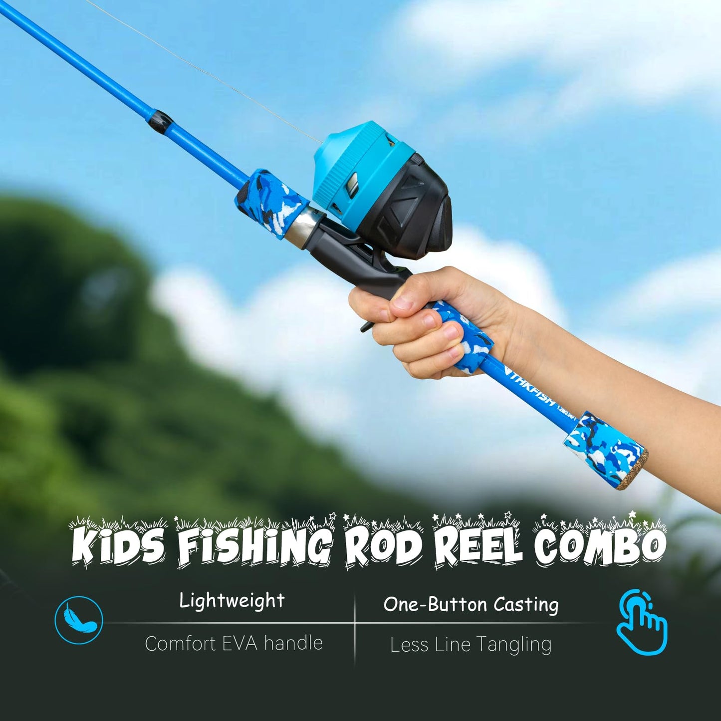 Kids Fishing Pole Set, Telescopic Fishing Rod Reel Combo Kids Starter Kit with Lures Tackle Box, Sunglassed and Portable Bag for Boys Girls Younth