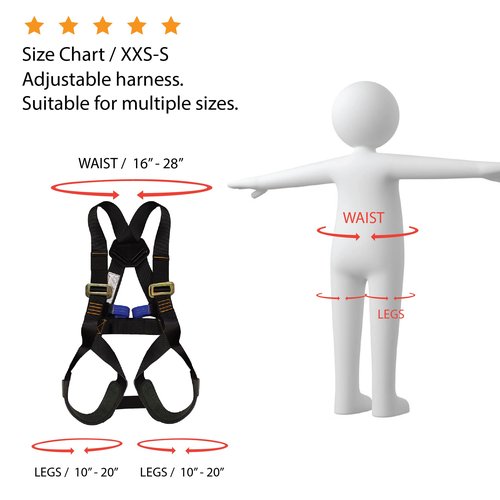 Kids Full Body Harness - Fusion Climb® - (5,000 LBS Rated) Professional Harness for Hiking, Tree Climbing, Ziplining, Indoor Climbing, Rappelling- Heavy Duty Kids Full Body Harness Climbing Gear