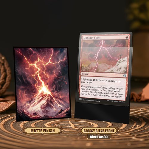 MTG Card Sleeves - Burst Lightning Bolt - Ultra Clear Front & Matte Finish Back, 100 Count Standard Size Matte Art Sleeve for Magic The Gathering