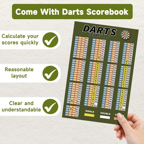 Paxiko Darts Scoreboard - Dry Erase Dart Scoreboard for 301, 501 and Cricket Games - Come with Darts Scorebook & 2 Pens (Dark-Green)