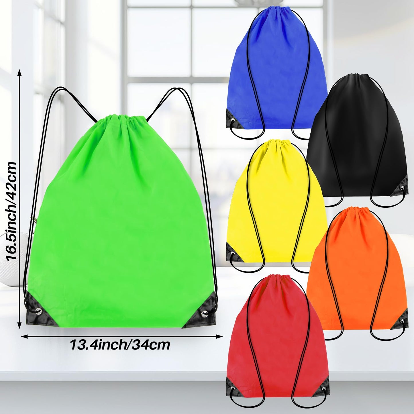 6PCS Drawstring Backpack - Drawstring Gym Bag Waterproof Bags Bulk String Backpack Sports Cinch Bags String For Gym, Sports, Storage, Travel, Camp, Sturdy and Durable