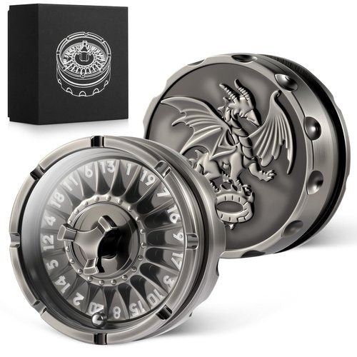 DNDND Roulette D20 Spinner Dice Set with Gift Box for Dungeons and Dragon DND RPG Tabletop Games (Silver)